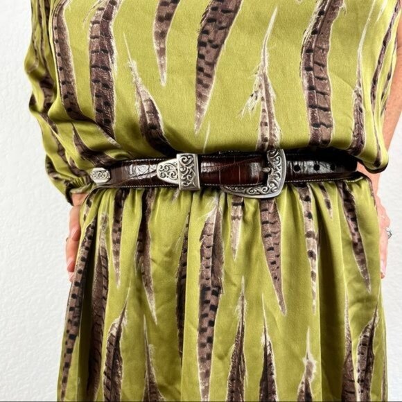 Brighton Leather Croc Embossed Silver Engraved Leather Belt main image 12